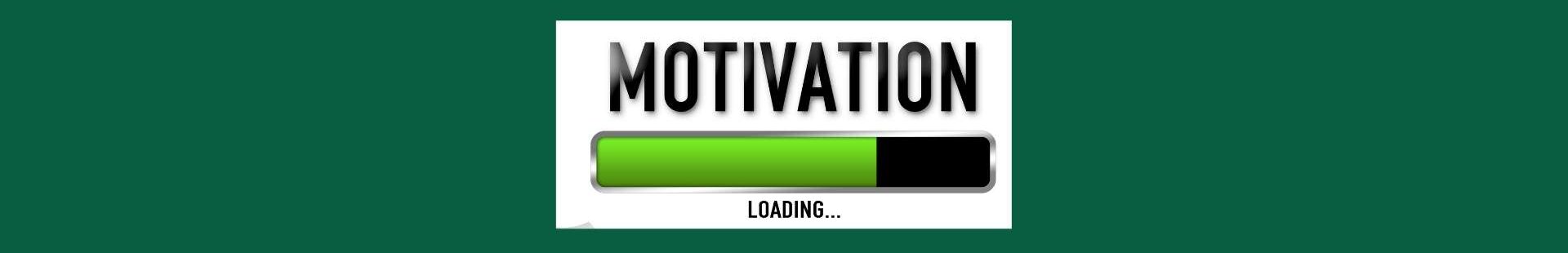 How To Stay Motivated On Your Weight Loss Journey (4). Blue-green background. White square in the middle. MOTIVATION in black letters, silver edge bar, light green more than half, black in the remainder, LOADING.... in black letters underneath.